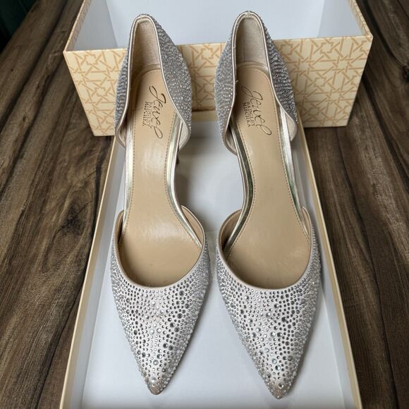 NEW Jewel Badglay Mischka Heels Pump Sz 10 Sparkle Wedding Holiday Rhinestones - Picture 2 of 7